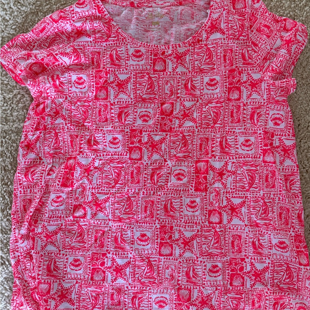 Lilly Pulitzer Red Patterned Short Sleeve Tee